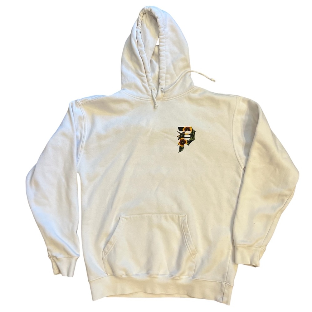PRIMITIVE DIRTY P White Hoodie with Bird Leaves P Skateboard Apparel Medium
